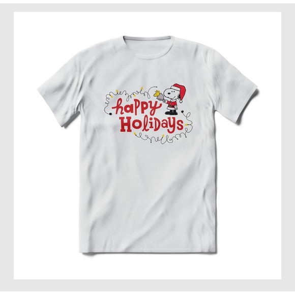 Hallmark Tops - Hallmark Peanuts Snoopy & Woodstock Happy Holidays T-Shirt – White – Size M